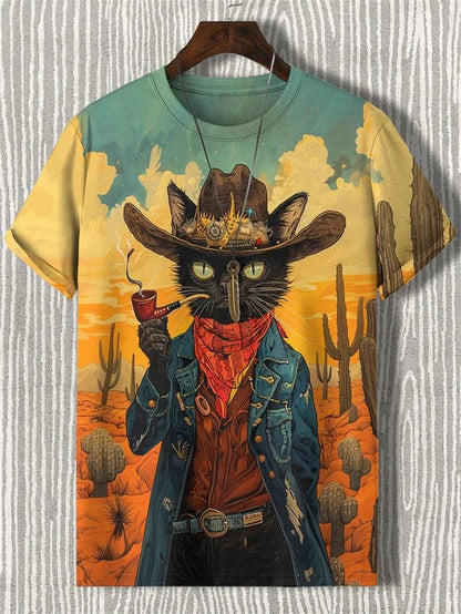 Funny Cat Graphic T Shirts For Men Fashion Summer Short Sleeve Crew Neck 3D Printed Kids T-shirts Casual Oversized Harajuku Tees